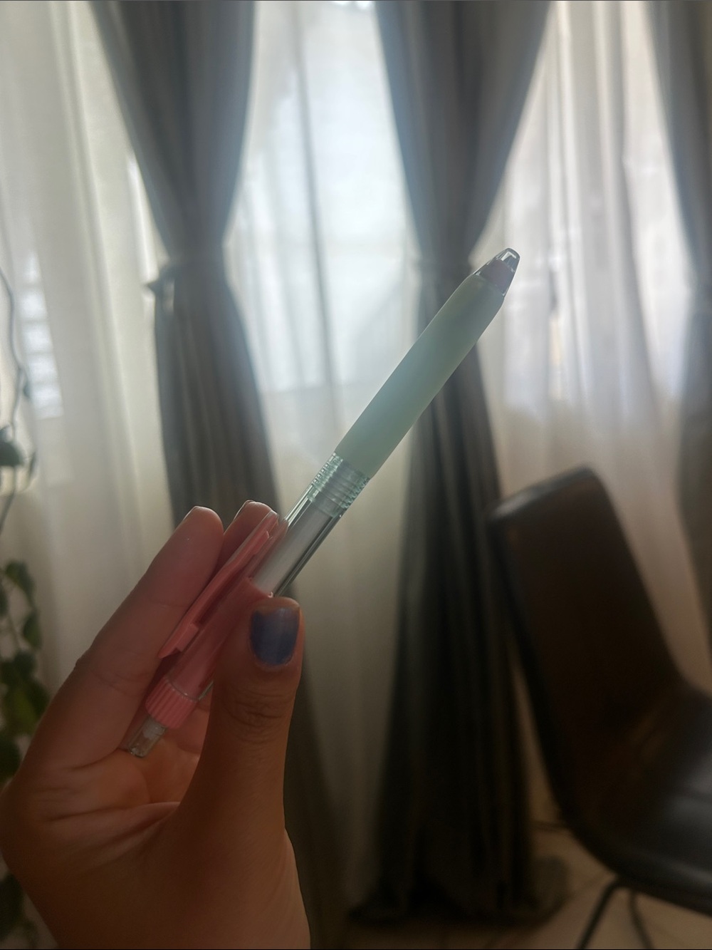 Mint Green Gel Pen with Pink Clip
